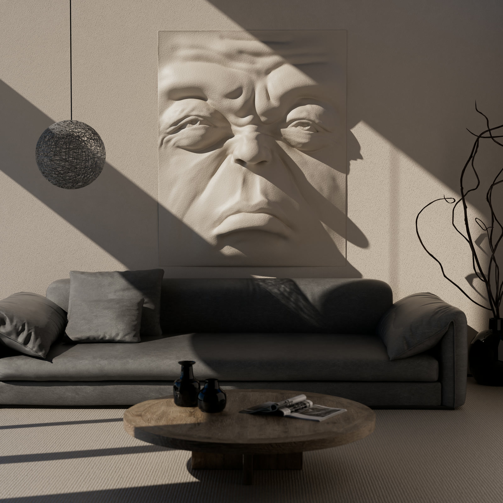 Twarz 1 — relief 3D w świetle dziennym