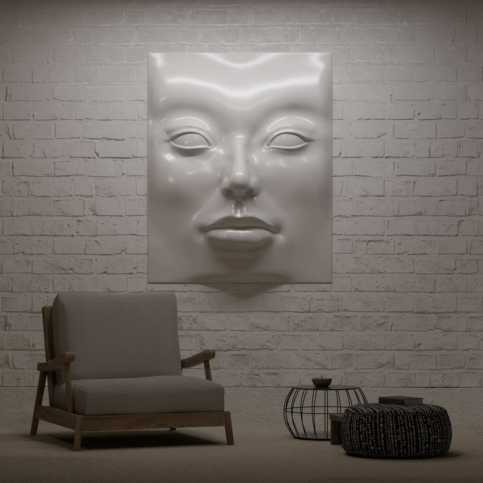 Twarz 2 — relief 3D w świetle sztucznym